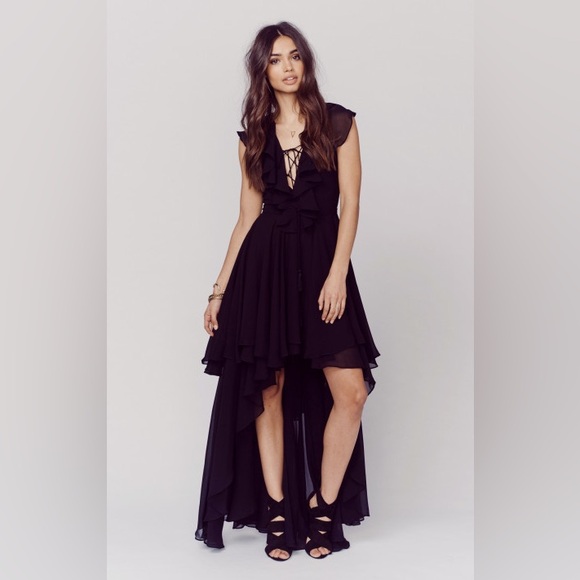 The Jetset Diaries Dio Maxi High Low Dress in Black Size Small - Picture 2 of 11